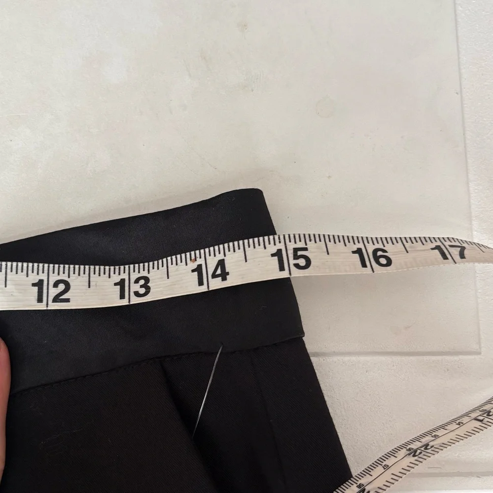 NWT Zara Dress Pants Asymmetrical Waist with Satin Trim Black Size XS - Picture 8 of 9